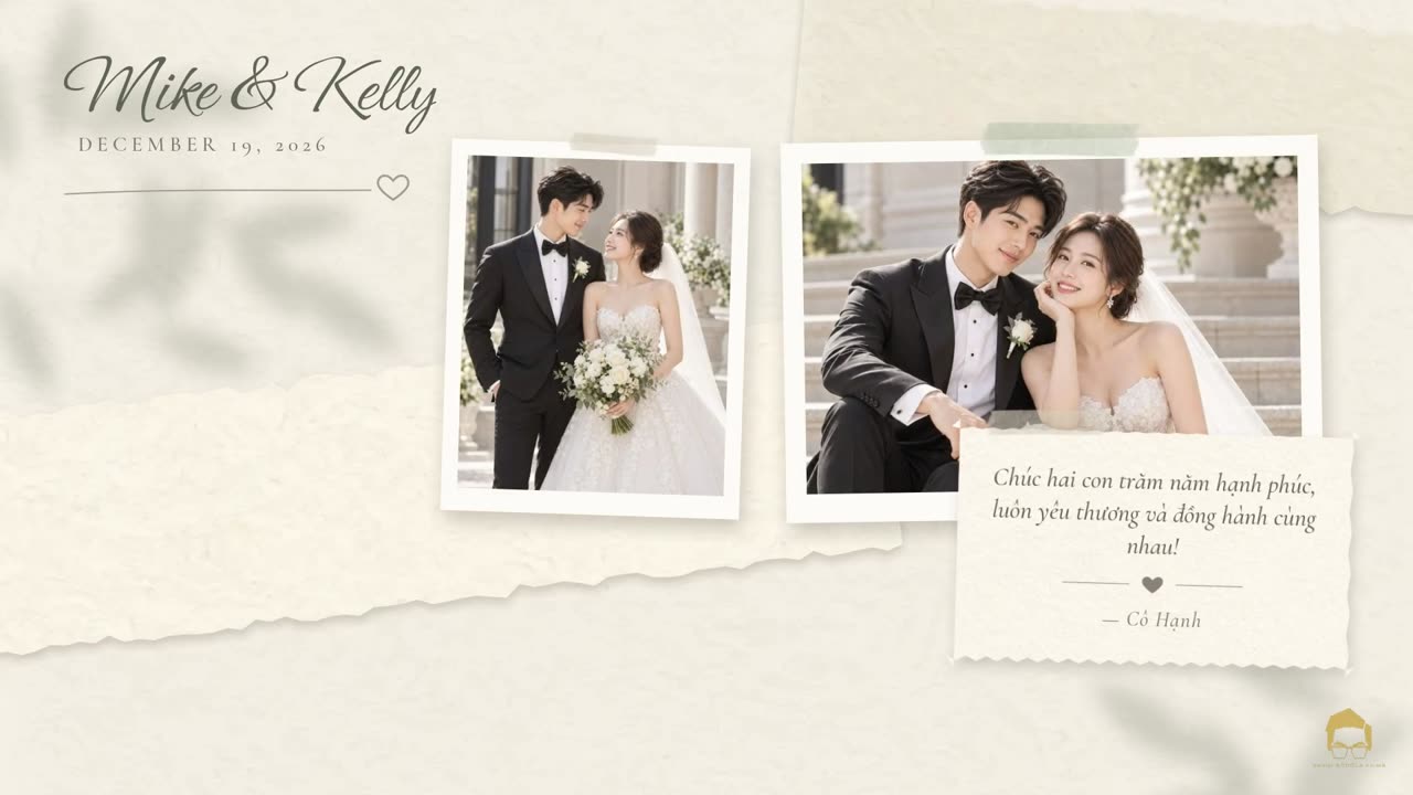 Guests' photos and a wish shown as a scrapbook slideshow on the reception screen